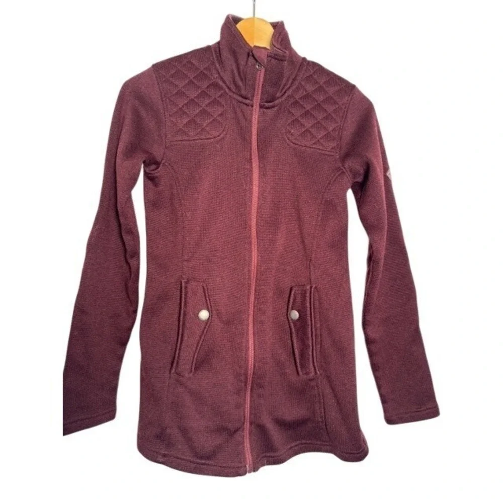 Eddie Bauer Burgundy Quilted Neck Zip Up Fleece Jacket Womens‎ - XS